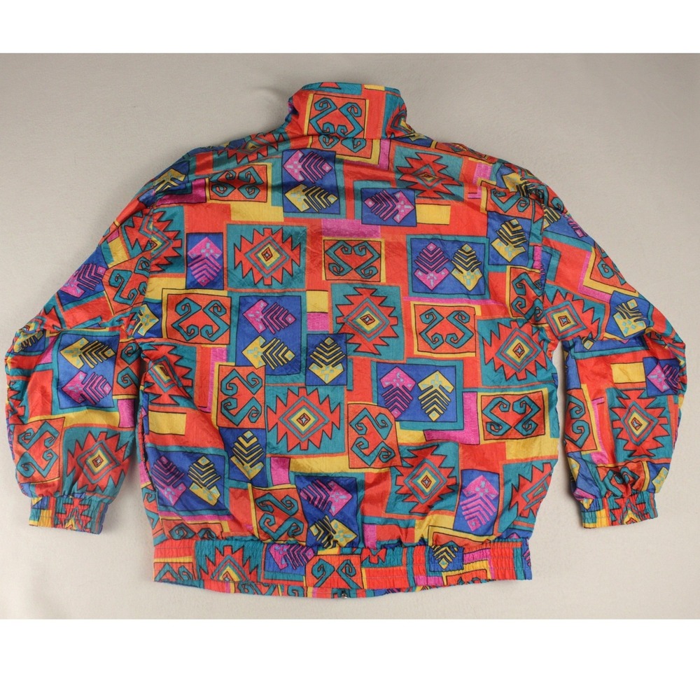 Vintage 90s Tracksuit Women S Abstract Geometric Windbreaker Jacket Jogger Pants - Picture 3 of 9